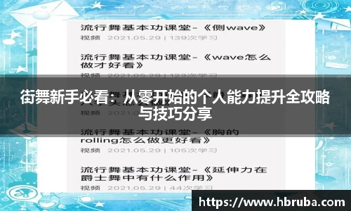 街舞新手必看：从零开始的个人能力提升全攻略与技巧分享